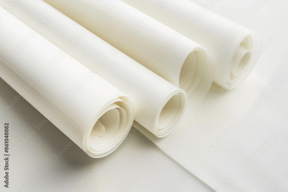 Rolls of white paper creating abstract spiral pattern Rolls of white paper creating abstract spiral pattern