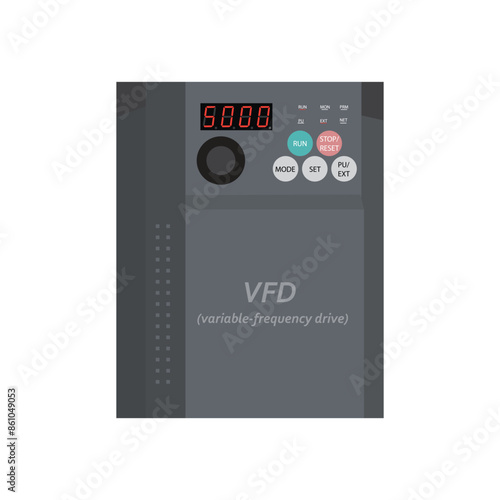 vector illustration of variable frequency drive or VFD isolated on white background