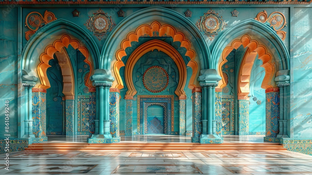 Modern Mosque 3D Relief Wallpaper: AI-Created Mural Modern Mosque 3D Relief Wallpaper: AI-Created Mural