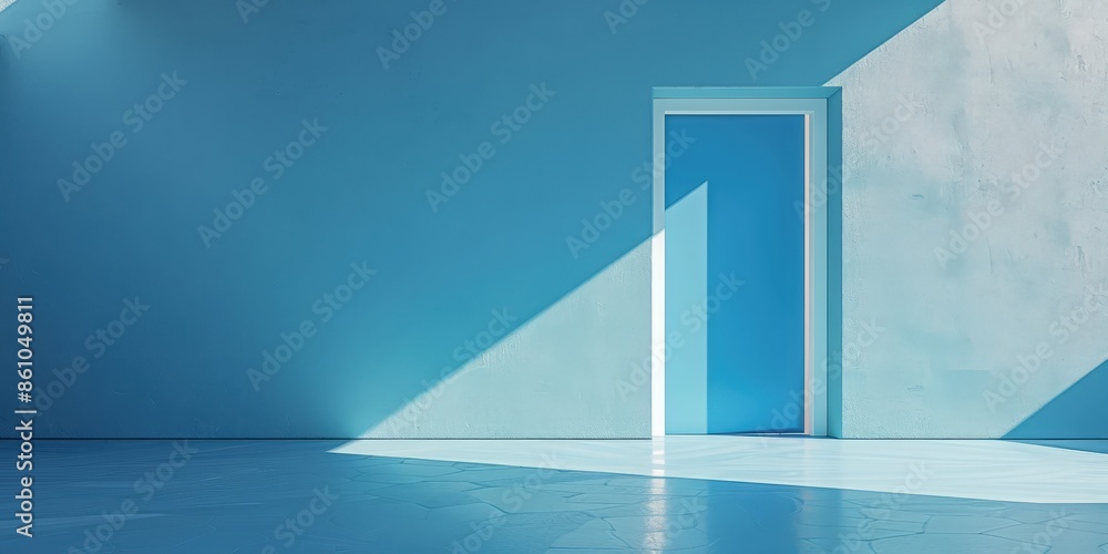 Minimalist Blue Room with a Doorway Minimalist Blue Room with a Doorway