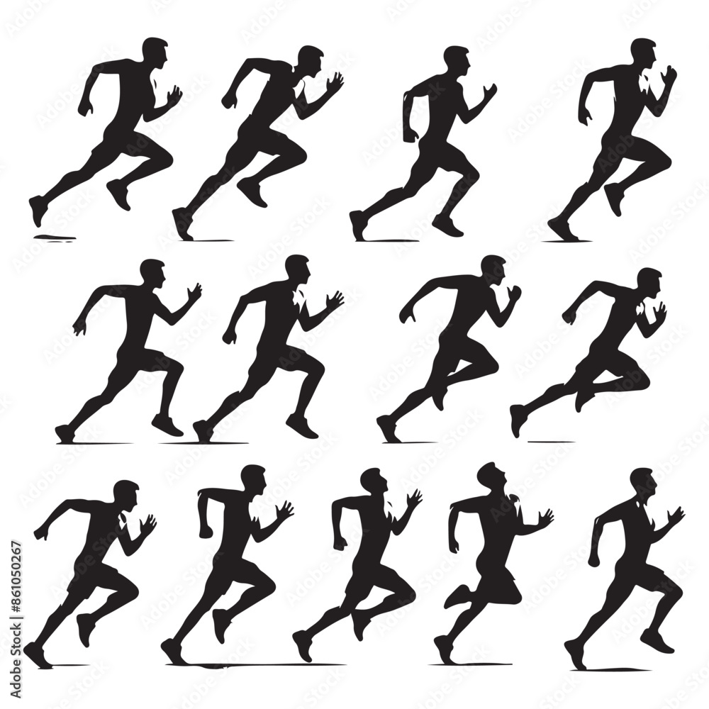 Silhouette set of a person running Silhouette set of a person running