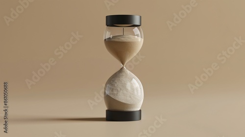 A ceramic hourglass on a solid beige background