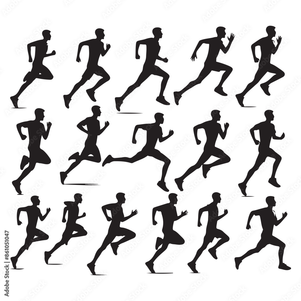 Silhouette set of a person running Silhouette set of a person running