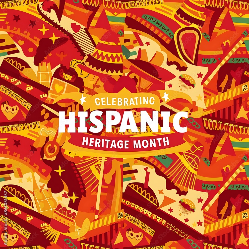 Fototapeta premium Cultural Symbols Pattern for Hispanic Heritage Month