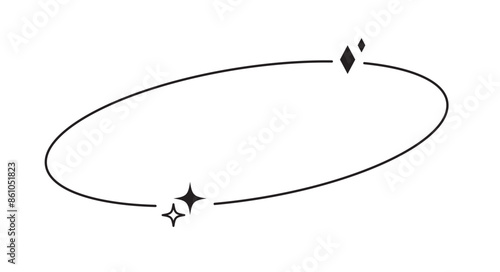 Aesthetic line with stars. Y2k style. Retro futuristic elements. Streetwear shape. Vector illustration