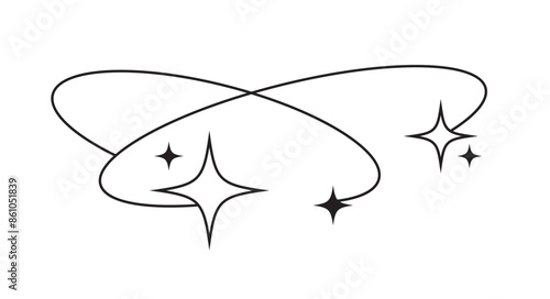 Streetwear shape. Aesthetic line with stars. Y2k style. Retro futuristic elements. Vector illustration