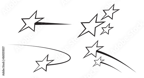 Minimalist Futuristic Streetwear. Aesthetic line with stars. Y2k style. Retro futuristic elements. Vector illustration