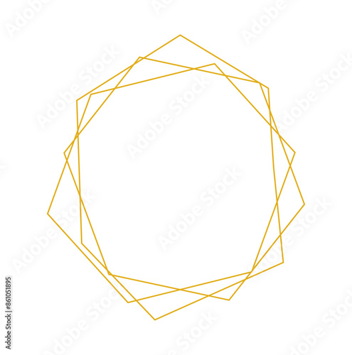 Geometric gold frame isolated on white background. Luxury border for wedding invitation. Vector illustration