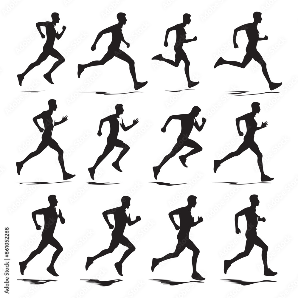 Silhouette set of a person running Silhouette set of a person running