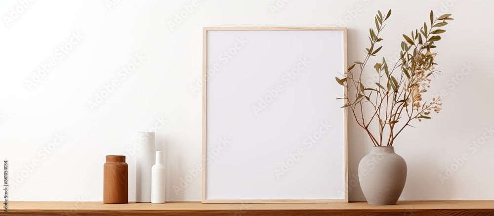 A chic room setup featuring a cozy armchair, a green plant, and a white wall as background, creating an ideal setting for adding text with a copy space image. A chic room setup featuring a cozy armchair, a green plant, and a white wall as background, creating an ideal setting for adding text with a copy space image.