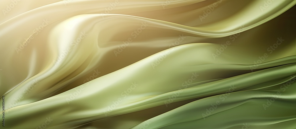 Obraz premium Luxurious abstract background with a gradient of olive-colored silk satin, showcasing a mix of light and dark shades with a matte and shimmer finish, perfect for design with copy space image.
