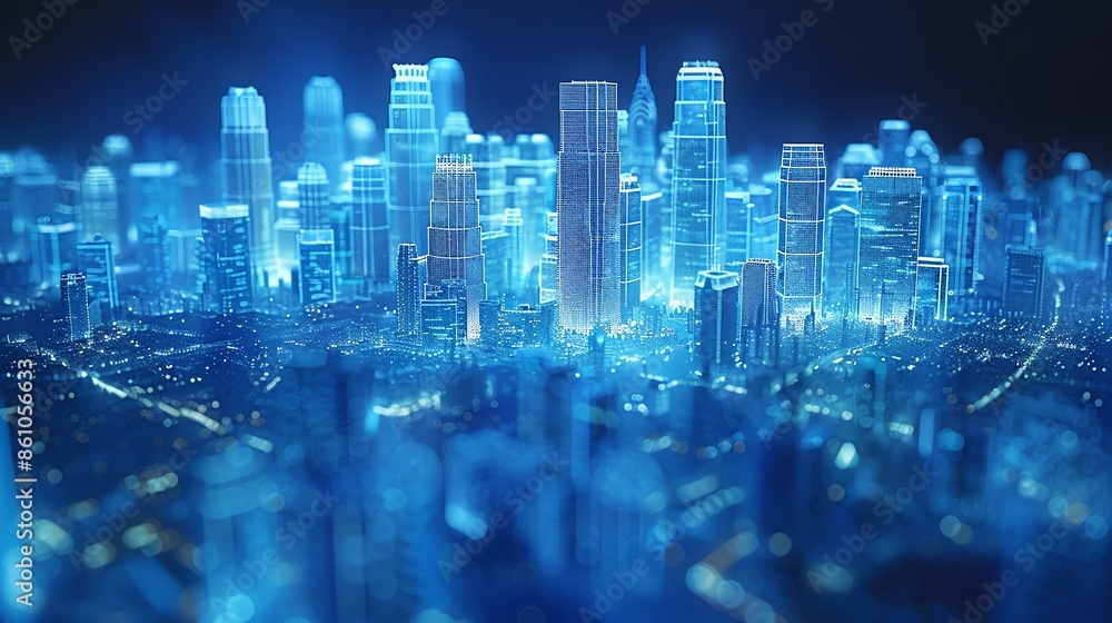 Obraz premium wallpaper blur modern city town scene fantasy