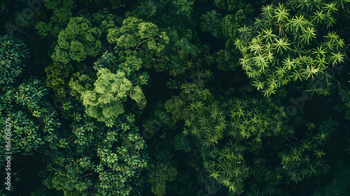 Aerial top view forest tree Rainforest ecosystem and healthy environment concept and background Texture of green tree forest view from above : Generative AI