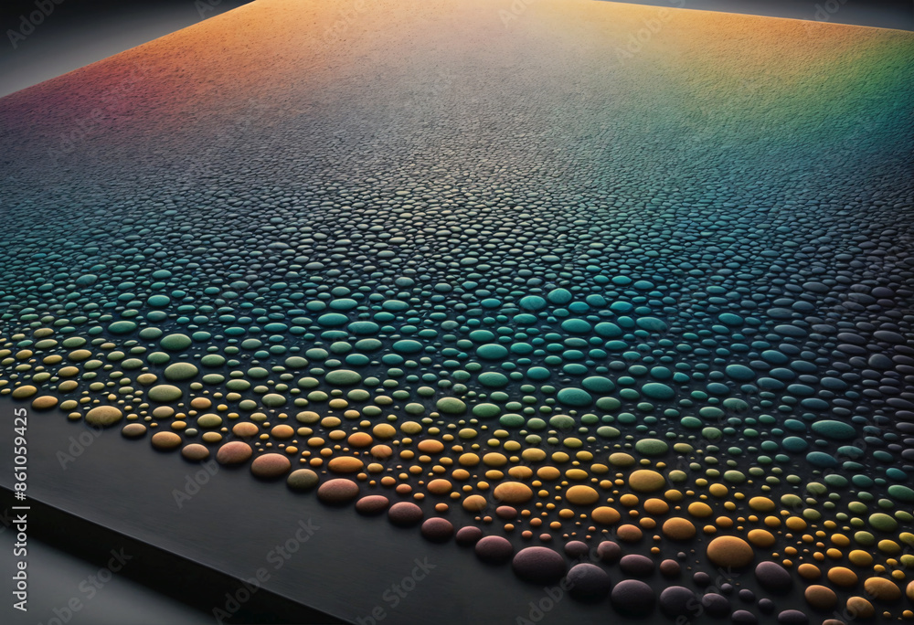 Fototapeta premium Spectrum of Dew Colorful Water Droplets on Gradient Surface Background!