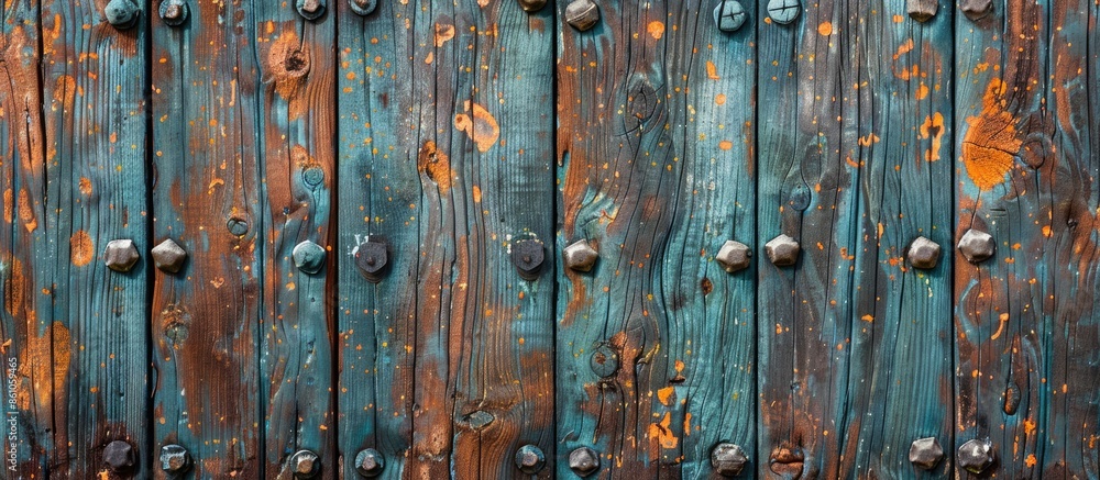 old wooden board with rivets Isolated on pastel background . with copy space image. Place for adding text or design old wooden board with rivets Isolated on pastel background . with copy space image. Place for adding text or design