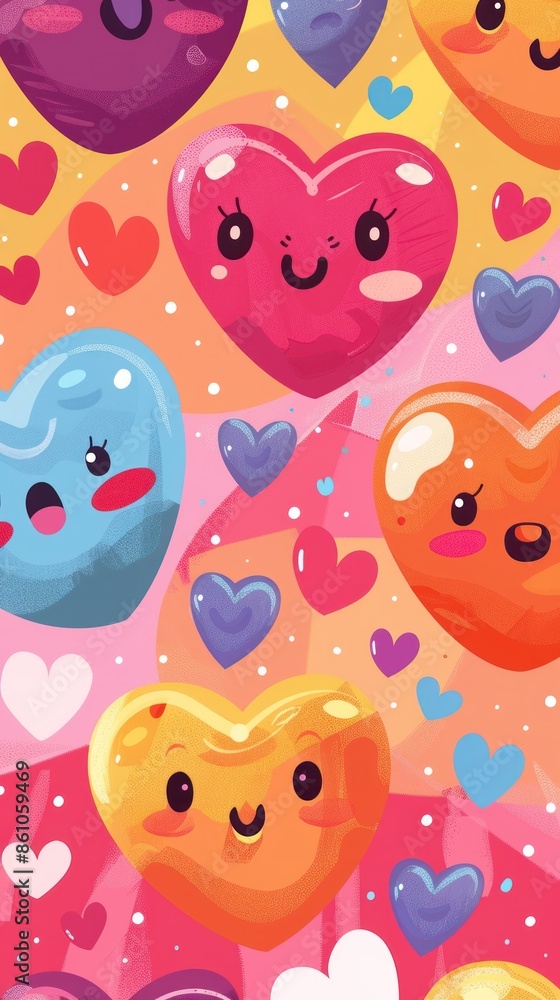Fototapeta premium Happy Hearts Pattern