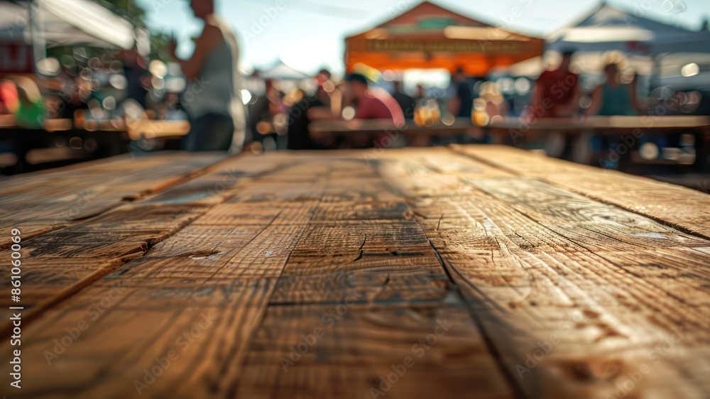 Empty brown wooden table and blur background of abstract of resturant lights people enjoy eating ,can be used for montage or display your products Empty brown wooden table and blur background of abstract of resturant lights people enjoy eating ,can be used for montage or display your products