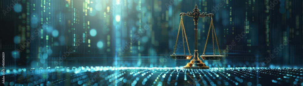 law scales against a data center background law scales against a data center background