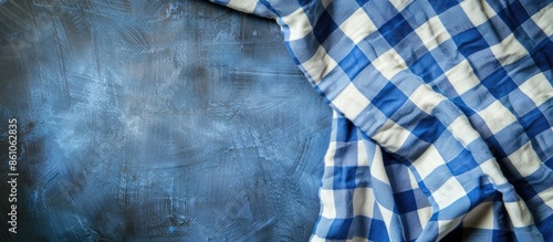 Blue picnic cloth pattern w...