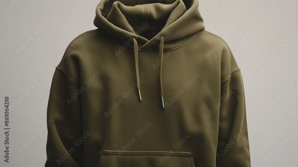 mock up olive green fleece hoodie, isolated on gray background, Ai generated Images mock up olive green fleece hoodie, isolated on gray background, Ai generated Images