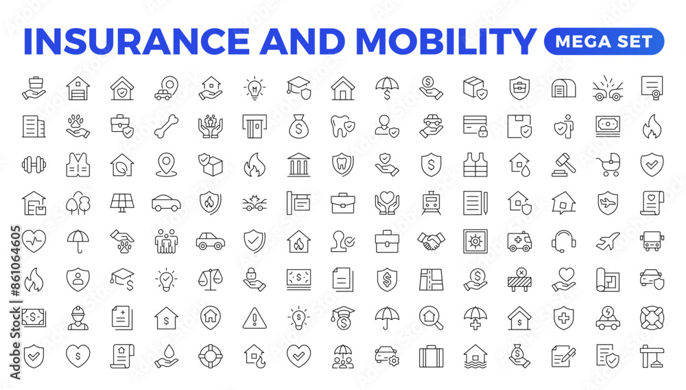 Insurance elements - minimal thin line web icon set. Outline icons collection. Simple vector illustration.insurance web icons. filled icons such as problem electric,excessive weight for the vehicle. Insurance elements - minimal thin line web icon set. Outline icons collection. Simple vector illustration.insurance web icons. filled icons such as problem electric,excessive weight for the vehicle.