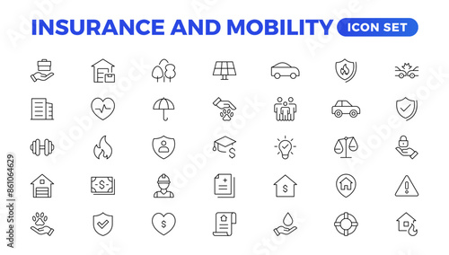 Insurance elements - minimal thin line web icon set. Outline icons collection. Simple vector illustration.insurance web icons. filled icons such as problem electric,excessive weight for the vehicle.