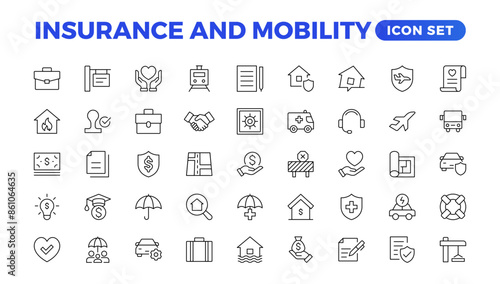 Insurance elements - minimal thin line web icon set. Outline icons collection. Simple vector illustration.insurance web icons. filled icons such as problem electric,excessive weight for the vehicle.