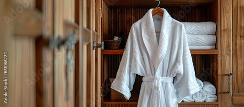 Closeup Fresh white bathrob...