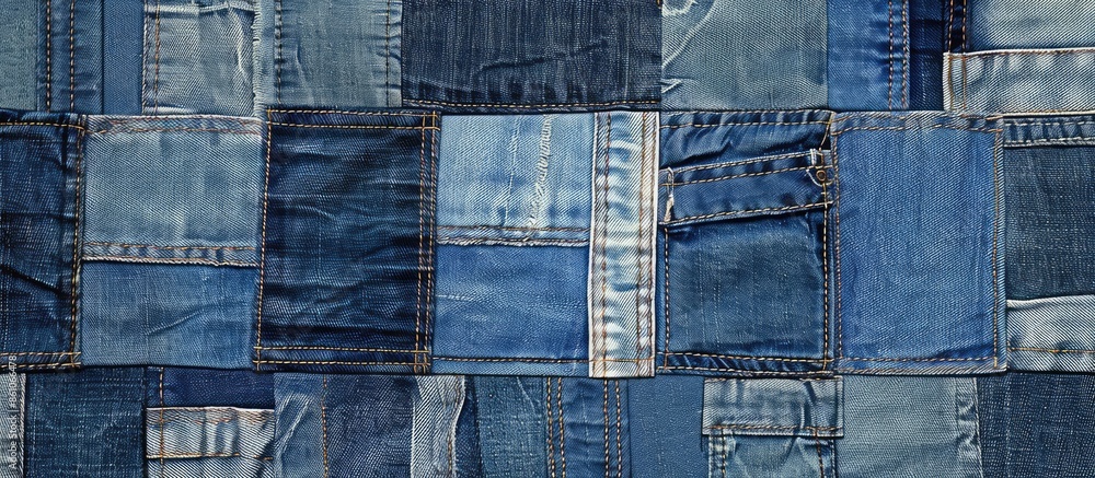 denim textures patchwork seamless pattern background. with copy space image. Place for adding text or design