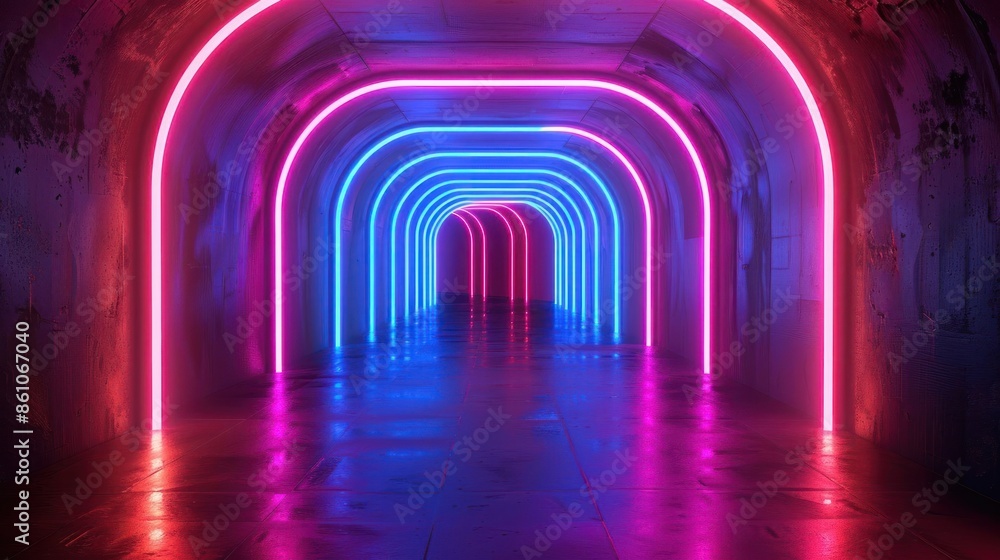 Dynamic neon tunnel flight retro style Dynamic neon tunnel flight retro style