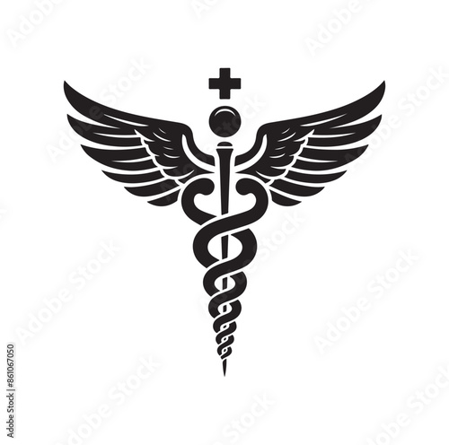 CADUCEUS SYMBOL silhouette vector illustration 