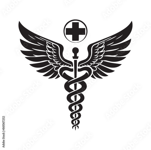 CADUCEUS SYMBOL silhouette vector illustration 