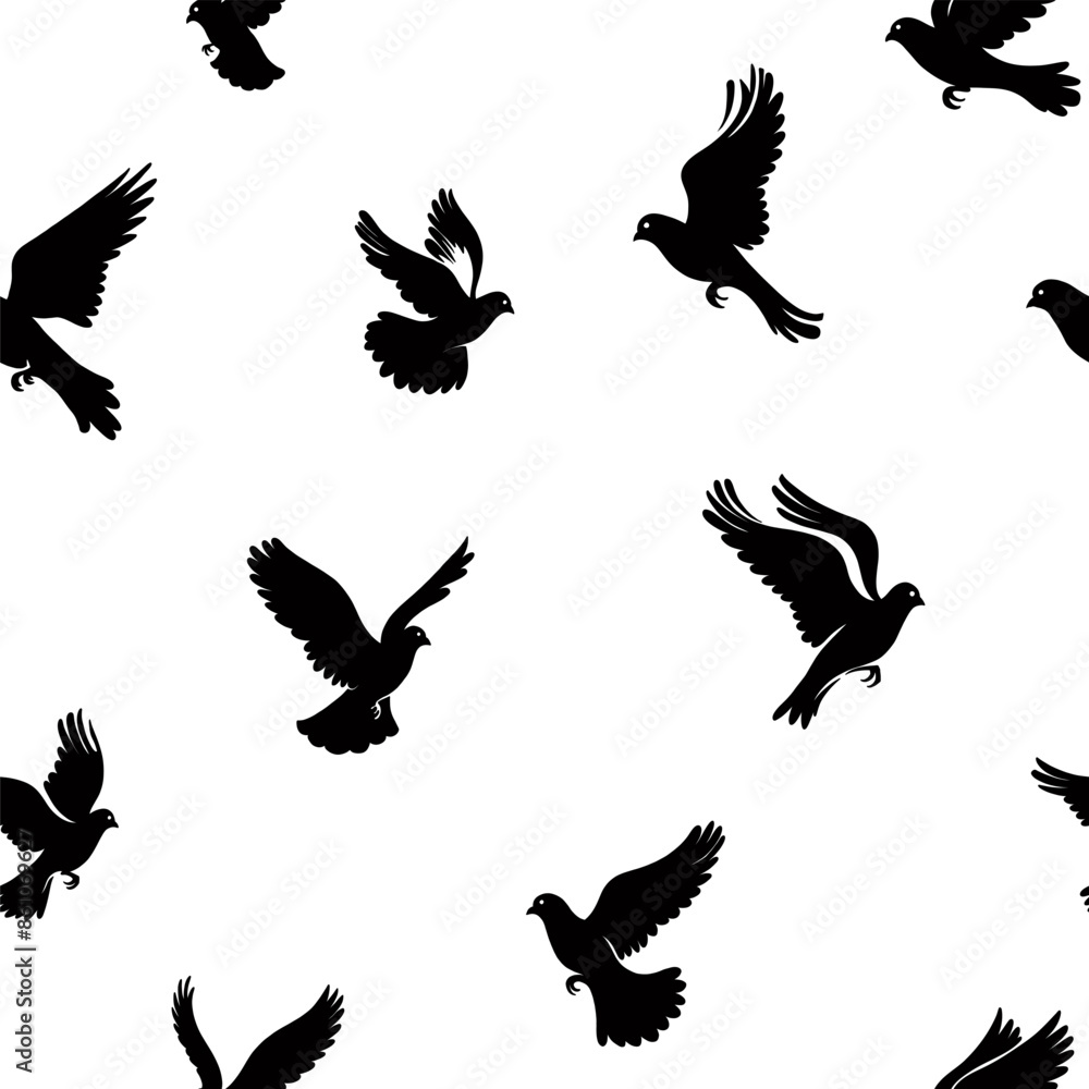 Flying Doves Seamless Pattern Vector Flying Doves Seamless Pattern Vector