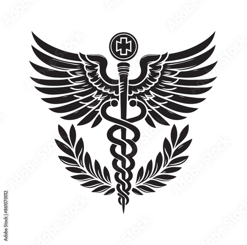 CADUCEUS SYMBOL silhouette vector illustration 