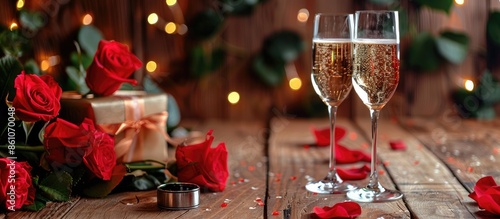 Table with rose flowers, en...