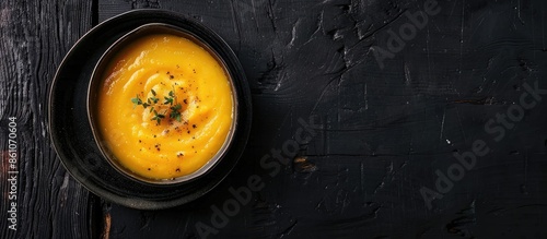 Vegetable puree soup on a d...