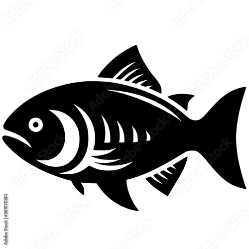 Piranha fish logo silhouette