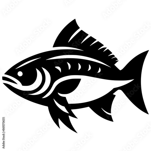 Piranha fish logo silhouette