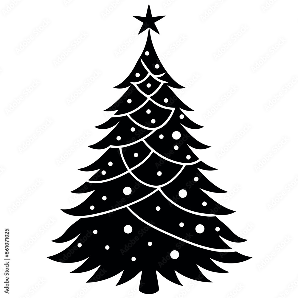 Obraz premium Silhouette of Christmas Trees and Gifts 