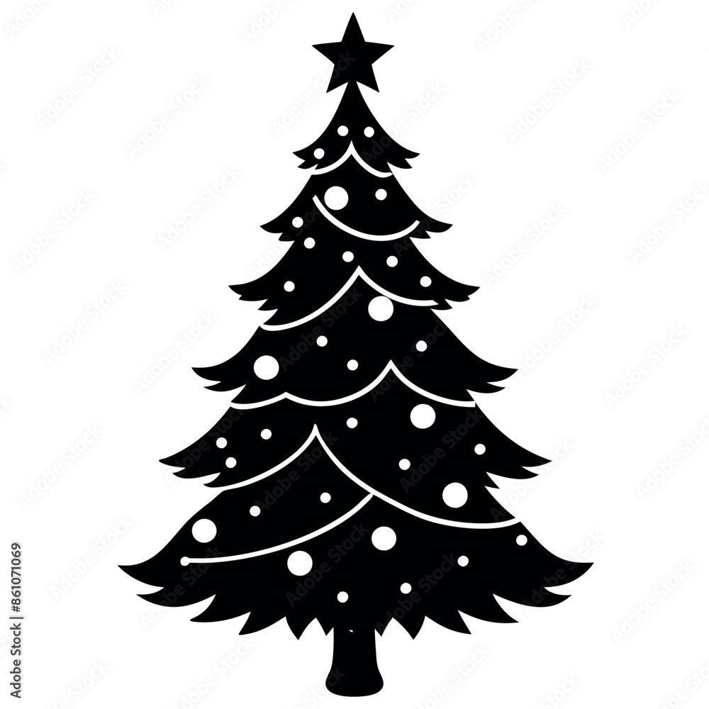 Fototapeta premium Silhouette of Christmas Trees and Gifts 