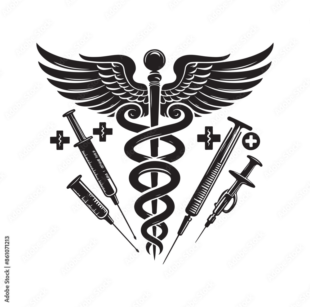 CADUCEUS SYMBOL silhouette vector illustration CADUCEUS SYMBOL silhouette vector illustration
