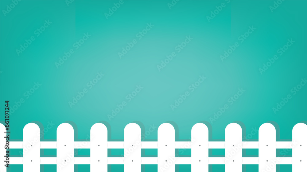 wooden fence illustration with green background. suitable for poster 