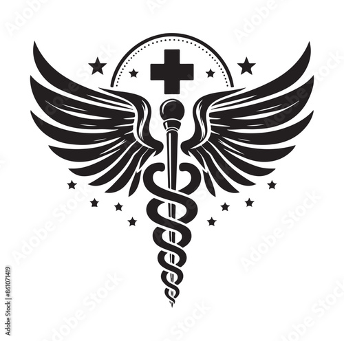 CADUCEUS SYMBOL silhouette vector illustration 