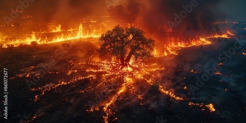 Solitary Tree in a Field of Fire