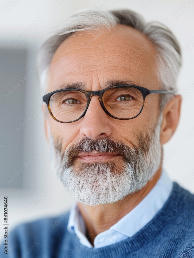 Elderly Gentleman with Distinctive Facial Hair and Round Glasses Elderly Gentleman with Distinctive Facial Hair and Round Glasses