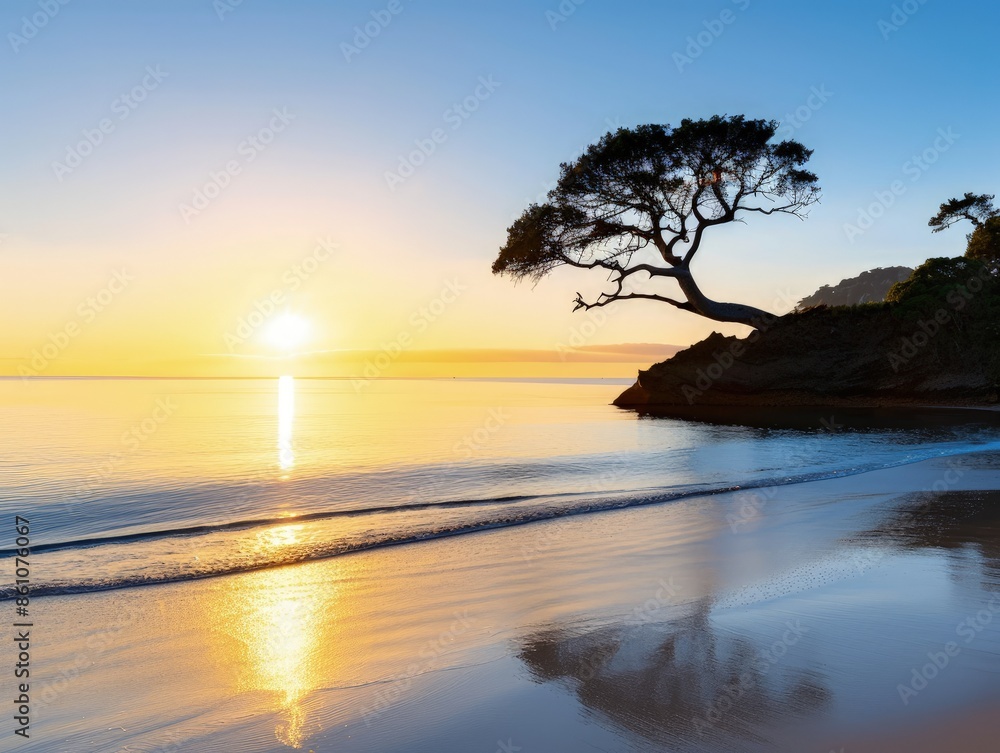 Serene Beach Scene at Sunset Serene Beach Scene at Sunset