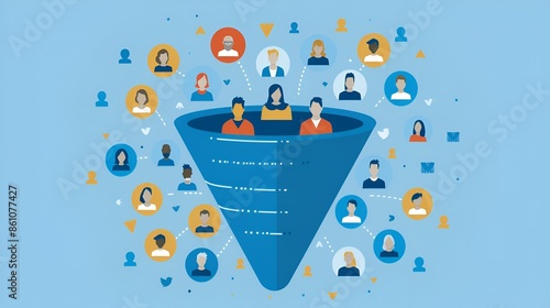 A graphic representation of a marketing funnel, illustrating the process of attracting and converting potential customers into leads.