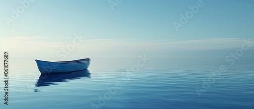 Serene White Boat Floating Alone in Calm Ocean © Volodymyr Skurtul