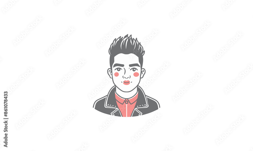 Vector illustration of a man's facial avatar with fashionable hair on a white backdrop. Vector illustration of a man's facial avatar with fashionable hair on a white backdrop.