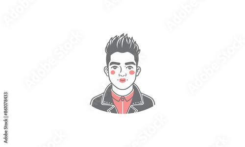 Vector illustration of a man's facial avatar with fashionable hair on a white backdrop.